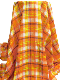 Pumpkin/Lemon/White/Multi 100% Cotton Double-Faced Plaid Weave Gauze 59W
