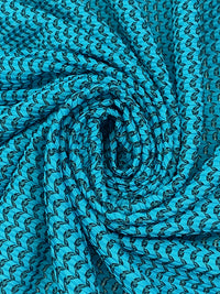 Aqua Sky/Black 100% Polyester Novelty Weave Knit 52W