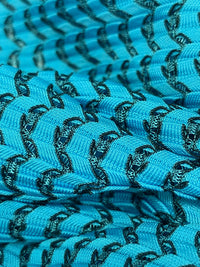 Aqua Sky/Black 100% Polyester Novelty Weave Knit 52W