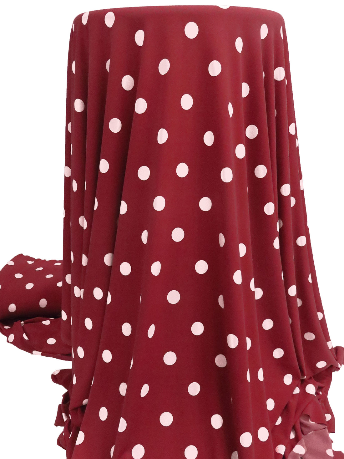 Persian Plum Red/Palest Pink Polyester/Lycra Large Dot Print ITY Knit 55W