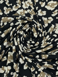 Black/Raw Umber/Antique Off-White Polyester/Lycra Animal-Look Abstract Print ITY Knit 60W