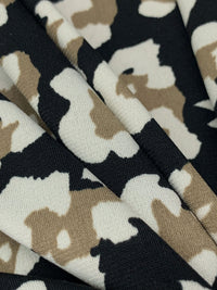Black/Raw Umber/Antique Off-White Polyester/Lycra Animal-Look Abstract Print ITY Knit 60W