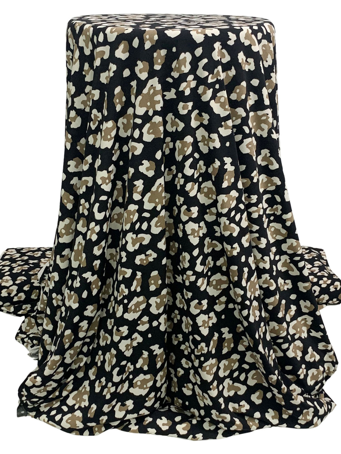 Black/Raw Umber/Antique Off-White Polyester/Lycra Animal-Look Abstract Print ITY Knit 60W