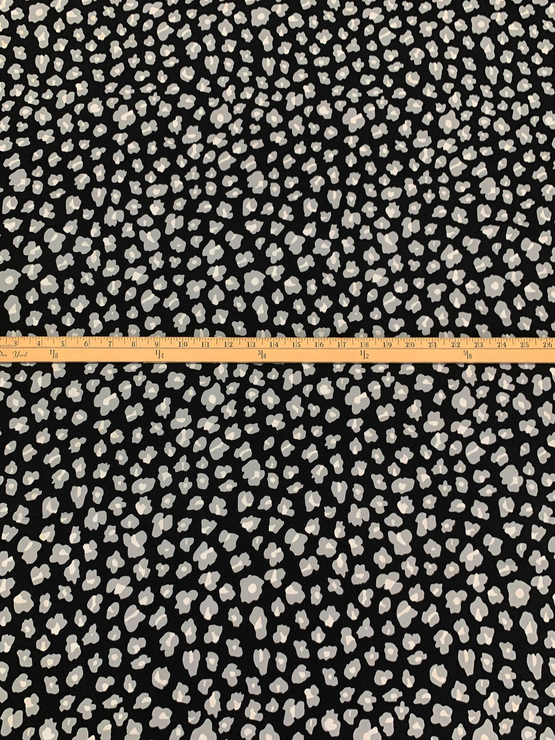 Black/Gray/Off-White Polyester/Lycra Animal-Look Abstract Print ITY Knit 60W