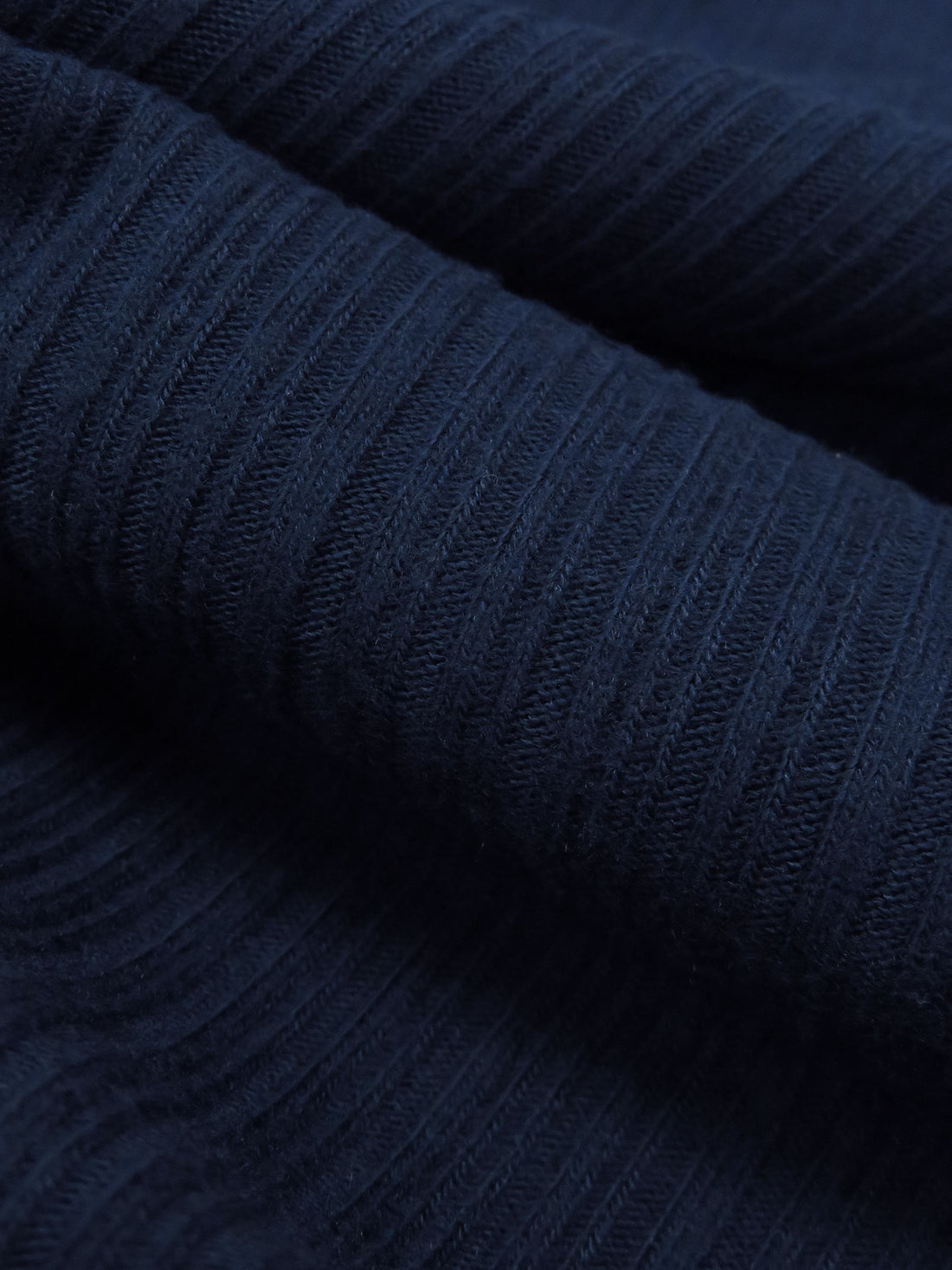 Navy Blue Polyester/Rayon Brushed Vertical Multi-Rib Knit - Michael Stars - 44W