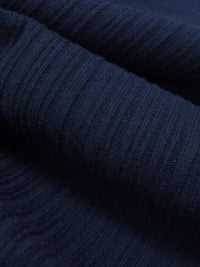 Navy Blue Polyester/Rayon Brushed Vertical Multi-Rib Knit - Michael Stars - 44W