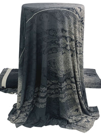 SOLD BY THE PANEL ONLY - Dark Vanilla/Charcoal/Black Polyester/Lycra Large Ornate Paisley Print ITY Knit 61W