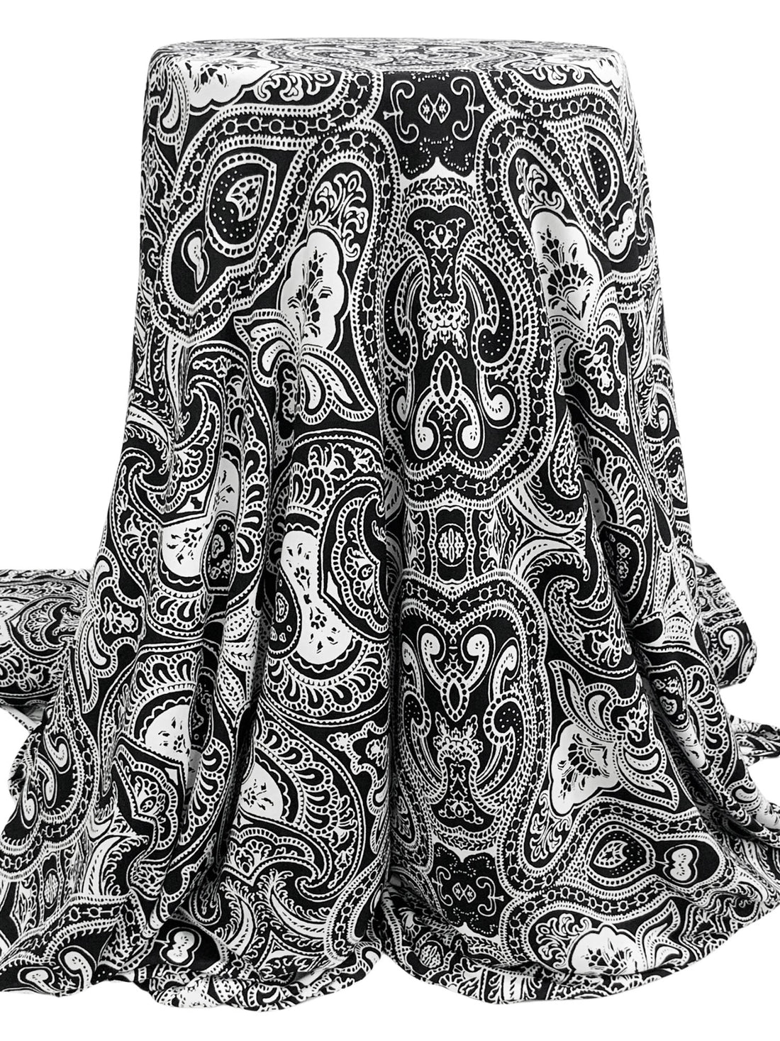 Black/White Polyester/Lycra Ornate Print ITY Knit 60W