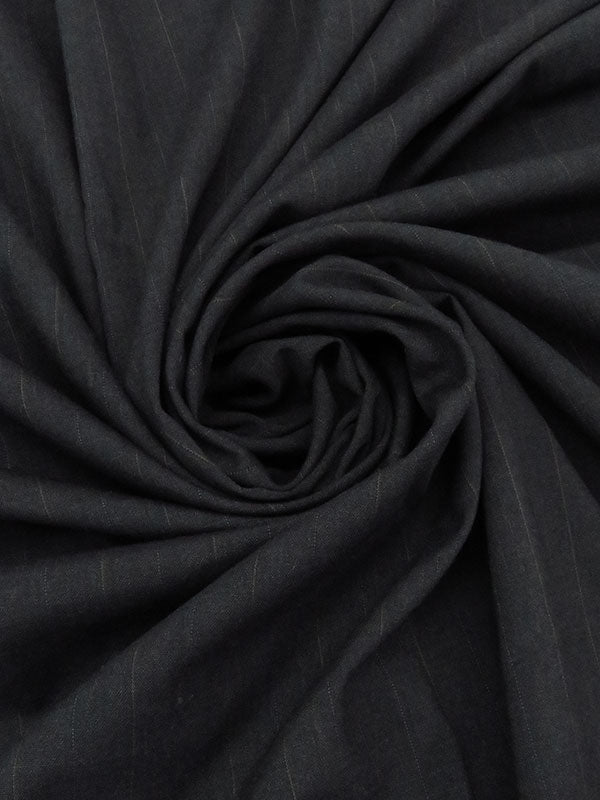 Muted Charcoal/Dark Chocolate Brown/Dark Iron Gray Wool/Nylon Vertical Pinstripe Tropical Weight Suiting - Imported From Italy - 62W