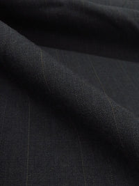 Muted Charcoal/Dark Chocolate Brown/Dark Iron Gray Wool/Nylon Vertical Pinstripe Tropical Weight Suiting - Imported From Italy - 62W