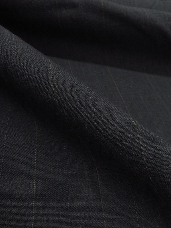 Muted Charcoal/Dark Chocolate Brown/Dark Iron Gray Wool/Nylon Vertical Pinstripe Tropical Weight Suiting - Imported From Italy - 62W