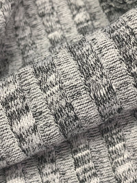 Platinum/White/Black Rayon/Polyester/Spandex Heathered 8x8 Veritcal Wide Rib Sweater Knit - Michael Stars - 42W