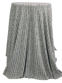 Platinum/White/Black Rayon/Polyester/Spandex Heathered 8x8 Veritcal Wide Rib Sweater Knit - Michael Stars - 42W