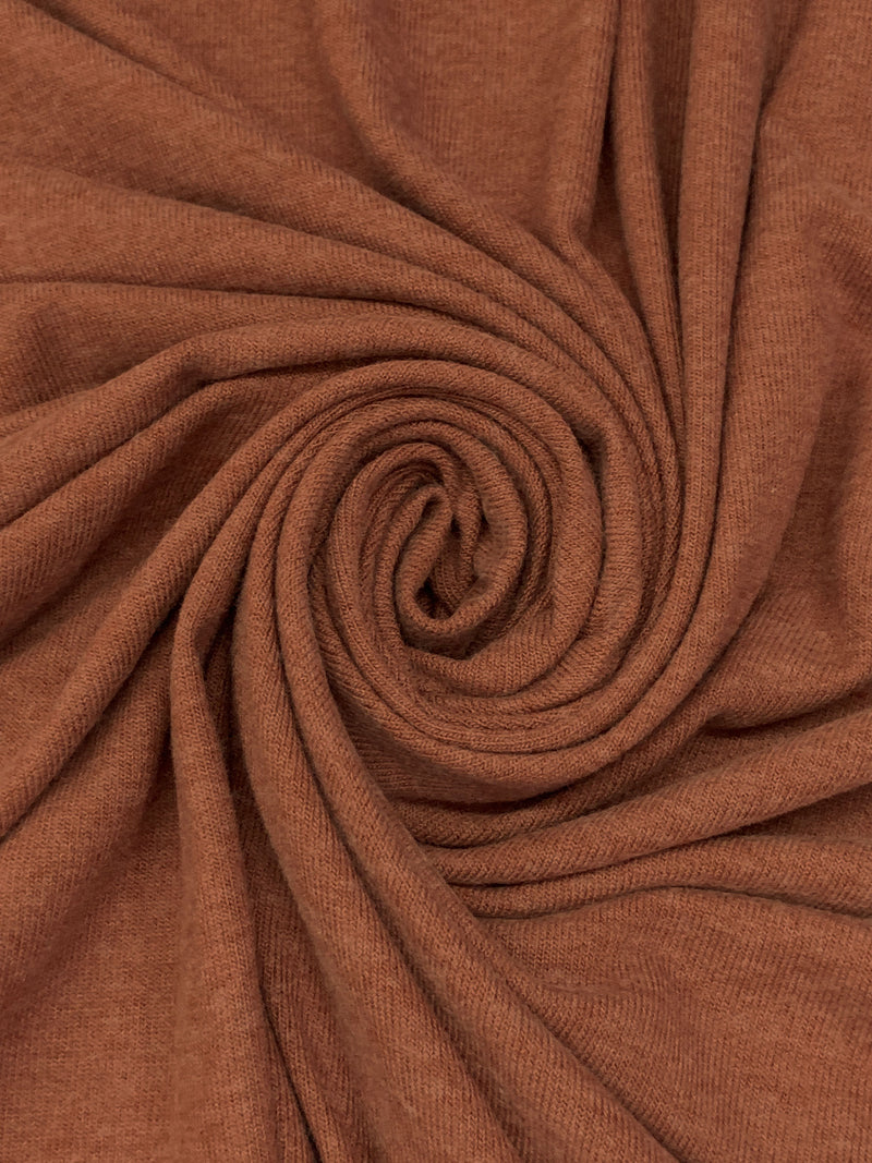 Rust Brown Polyester/Rayon/Spandex Brushed Sweater Knit - Michael Stars - 54W