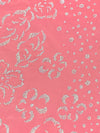 Candy Pink/White/Multi 100% Polyester Glitter Dot Floral Single Border Shimmer Satin 52W