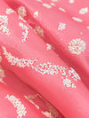 Candy Pink/White/Multi 100% Polyester Glitter Dot Floral Single Border Shimmer Satin 52W