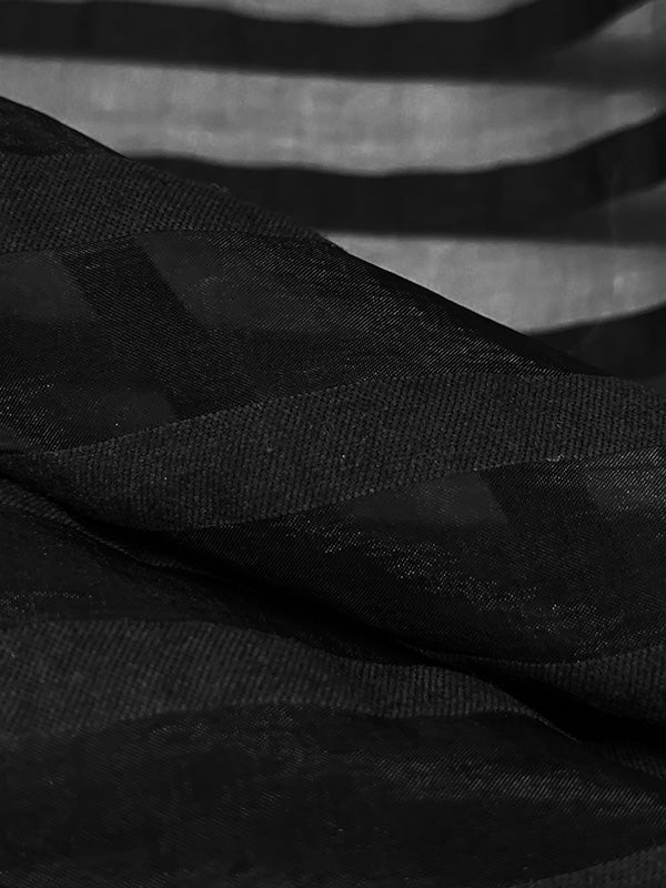 Black 100% Polyester Horizontal Burnout Stripe Organza 58W