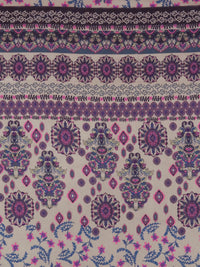Grullo/Dark Pacific Blue/Magenta/Multi 100% Rayon Large Ornate Floral Stripe Print On Novelty Jacquard Challis 54W