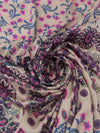 Grullo/Dark Pacific Blue/Magenta/Multi 100% Rayon Large Ornate Floral Stripe Print On Novelty Jacquard Challis 54W