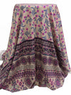 Grullo/Dark Pacific Blue/Magenta/Multi 100% Rayon Large Ornate Floral Stripe Print On Novelty Jacquard Challis 54W