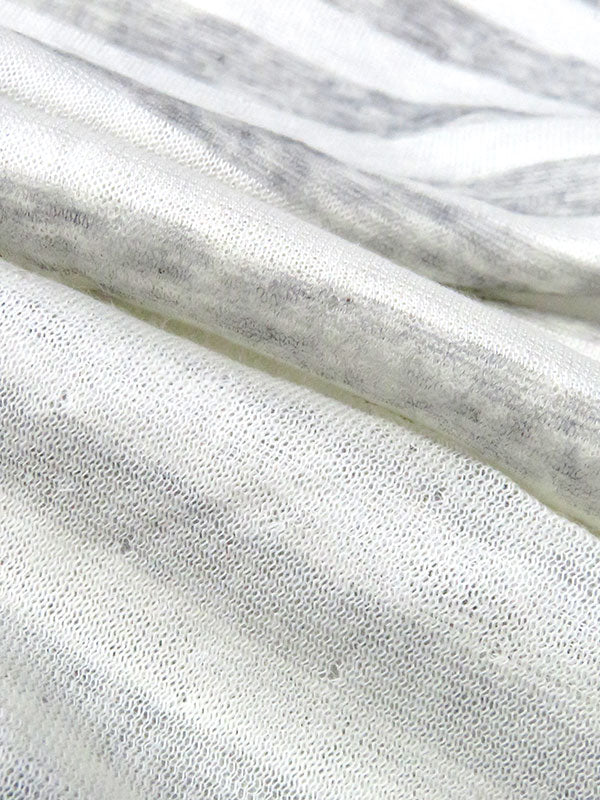 Eggshell/Heathered Cloud Gray Rayon/Cotton/Lycra Horizontal Stripe Double Faced Jersey Knit - NY Designer - 50W