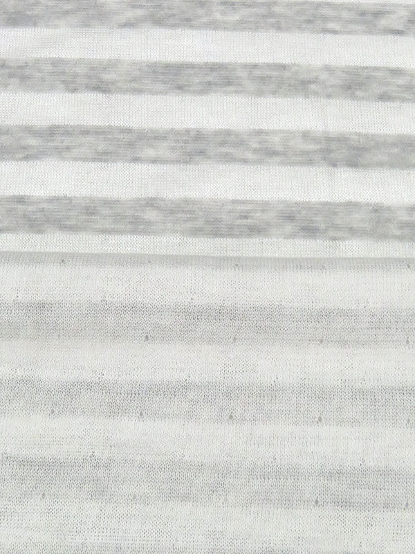 Eggshell/Heathered Cloud Gray Rayon/Cotton/Lycra Horizontal Stripe Double Faced Jersey Knit - NY Designer - 50W