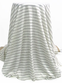 Eggshell/Heathered Cloud Gray Rayon/Cotton/Lycra Horizontal Stripe Double Faced Jersey Knit - NY Designer - 50W