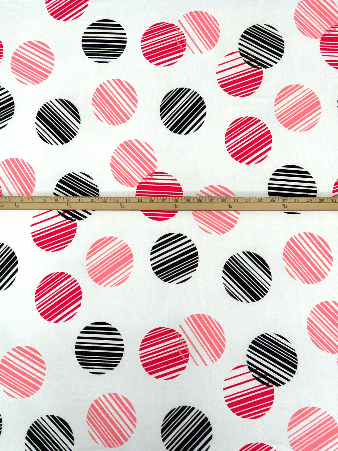 Bubblegum Pink/Black/White/Multi Polyester/Lycra Large Striped Dot Print ITY Knit 58W