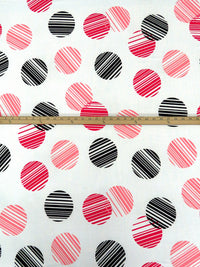 Bubblegum Pink/Black/White/Multi Polyester/Lycra Large Striped Dot Print ITY Knit 58W