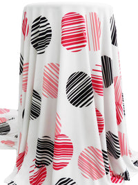 Bubblegum Pink/Black/White/Multi Polyester/Lycra Large Striped Dot Print ITY Knit 58W