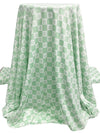 Laurel Green/Off-White Polyester/Lycra Checker Floral Print Double Brushed Knit 64W