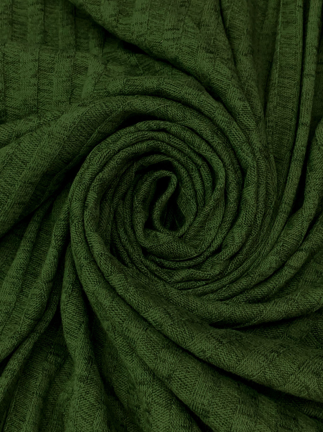 Dark Moss Green Rayon/Polyester/Spandex Heathered 8x8 Veritcal Wide Rib Sweater Knit - Michael Stars - 44W