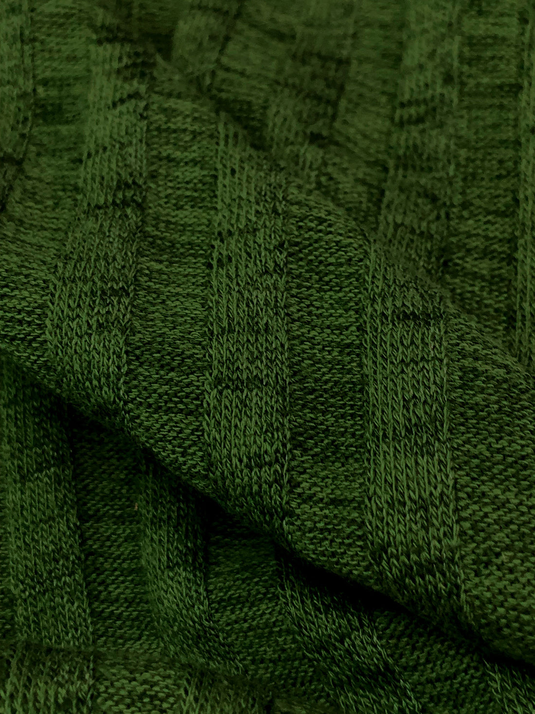Dark Moss Green Rayon/Polyester/Spandex Heathered 8x8 Veritcal Wide Rib Sweater Knit - Michael Stars - 44W