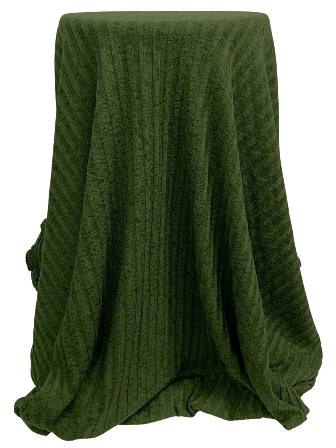Dark Moss Green Rayon/Polyester/Spandex Heathered 8x8 Veritcal Wide Rib Sweater Knit - Michael Stars - 44W