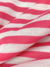 Paradise Pink/White 100% Polyester Horizontal Stripe Jersey Knit 54W