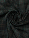 Black/Muted Evergreen/Charcoal/Royal Brown 100% Wool Plaid Flannel Suiting - Imported From Italy - 60W