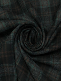 Black/Muted Evergreen/Charcoal/Royal Brown 100% Wool Plaid Flannel Suiting - Imported From Italy - 60W