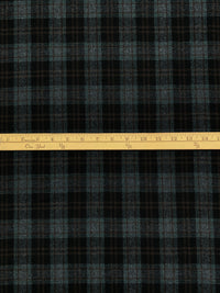 Black/Muted Evergreen/Charcoal/Royal Brown 100% Wool Plaid Flannel Suiting - Imported From Italy - 60W