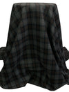 Black/Muted Evergreen/Charcoal/Royal Brown 100% Wool Plaid Flannel Suiting - Imported From Italy - 60W