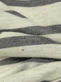 Muted Cream/Charcoal Polyester/Rayon/Lycra Heathered Horizontal Stripe Jersey Knit 58W