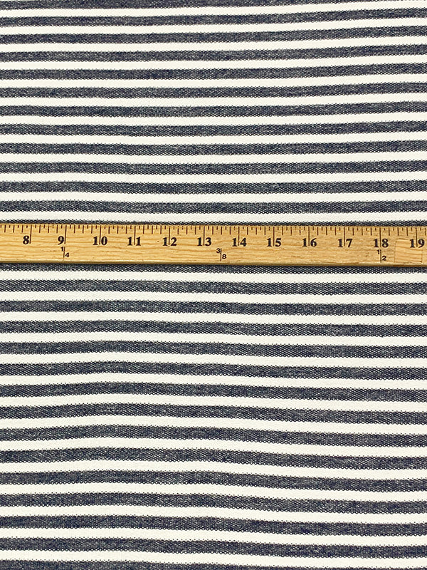 Navy/Off-White Rayon/Lycra Horizontal Stripe Double-Faced French Terry Knit 60W