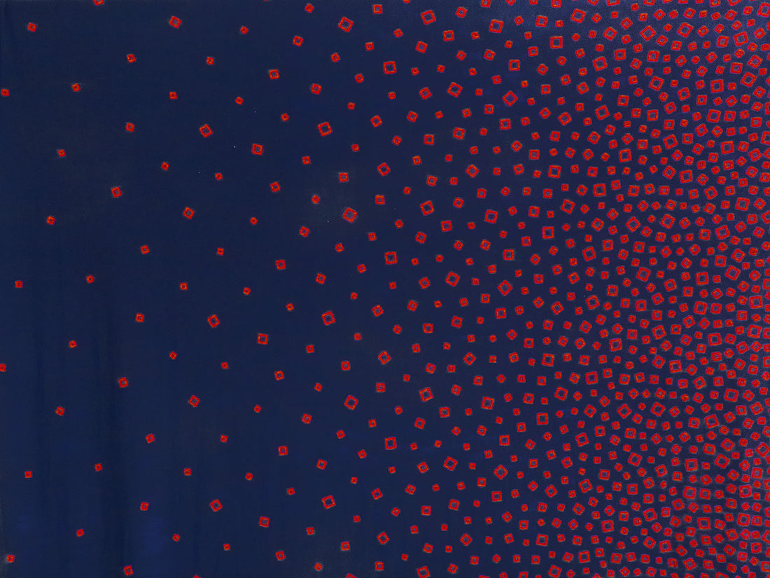 Midnight Navy/Black/Dark Red Polyester/Lycra Tumbling Squares Print ITY Knit - 58W