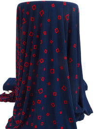 Midnight Navy/Black/Dark Red Polyester/Lycra Tumbling Squares Print ITY Knit - 58W