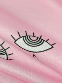 Orchid Pink/White/Black Polyester/Lycra Novelty Teary Eye Print Double Brushed Knit 64W