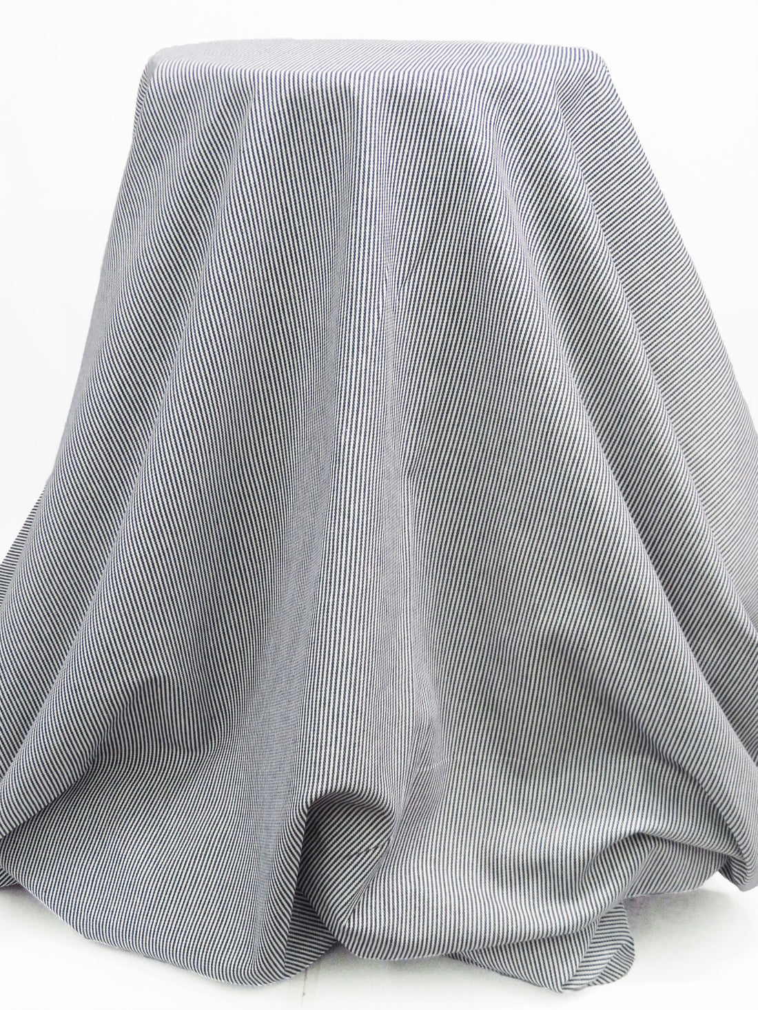 Navy/White 100% Cotton Railroad Stripe Bottom Weight - NY Designer - 58W