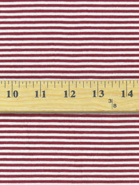 White/Cranberry Rayon/Lycra Horizontal Stripe Jersey Knit 56W