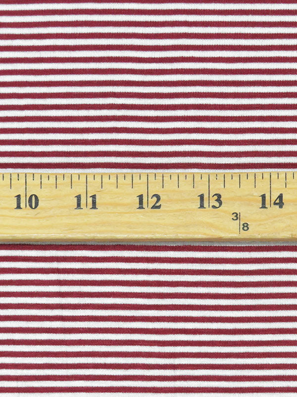 White/Cranberry Rayon/Lycra Horizontal Stripe Jersey Knit 56W