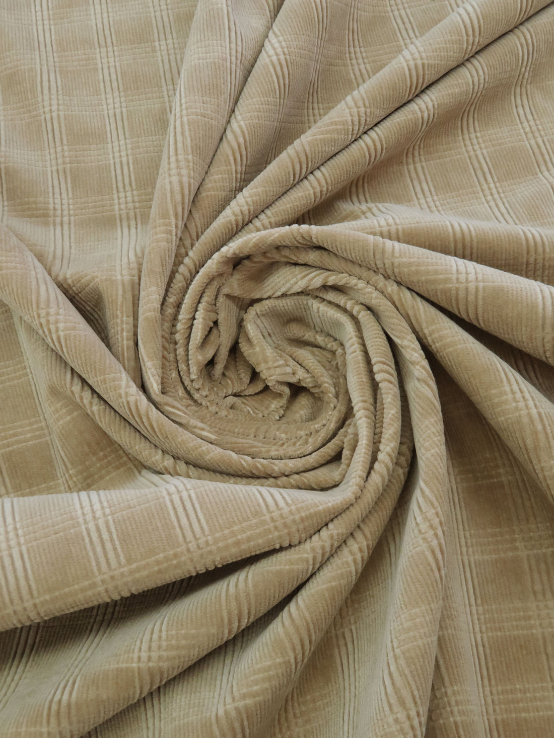 Ecru 100% Cotton Plaid Weave Corduroy - NY Designer - 44W