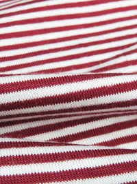 White/Cranberry Rayon/Lycra Horizontal Stripe Jersey Knit 56W