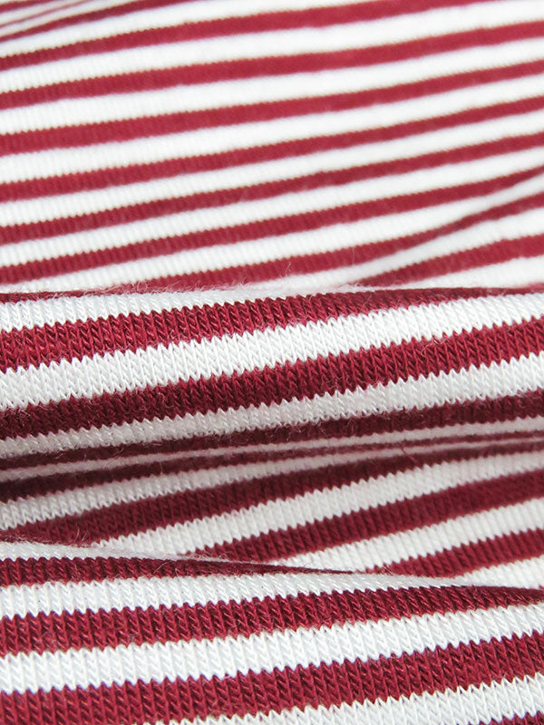 White/Cranberry Rayon/Lycra Horizontal Stripe Jersey Knit 56W